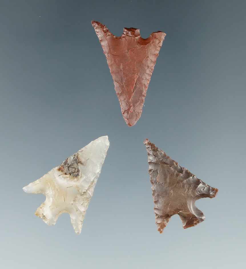 Set of 3 Columbia Plateaus found near the Columbia River, largest is 15/16".