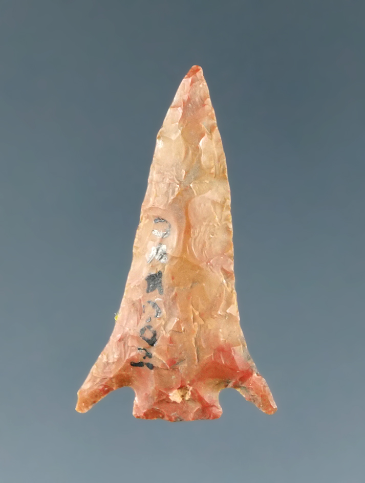 7/8" Columbia River arrowhead that is nicely styled found in Oregon.