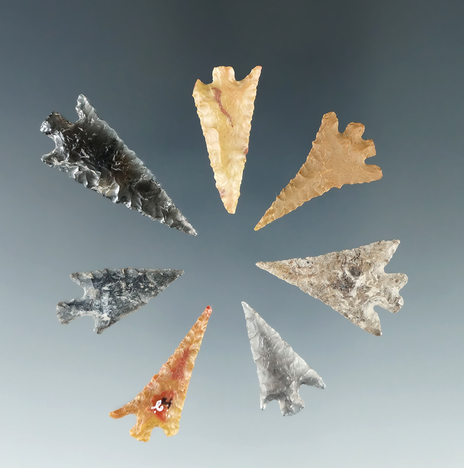 Set of 7 Columbia River Gempoints, largest is 1 5/16".