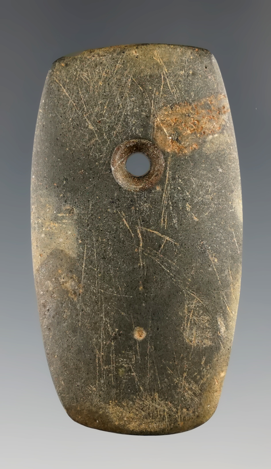 2 1/8" Miniature Slate Pendant found in Ross Co., Ohio.