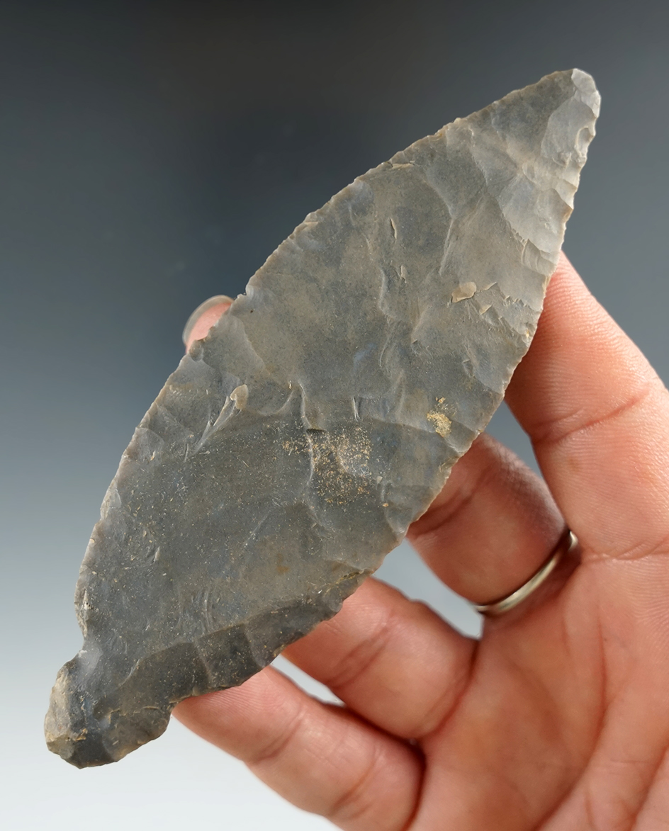 4 1/2" Hornstone Turkeytail found in the Kentucky/Indiana area. Comes with a Bennett COA.