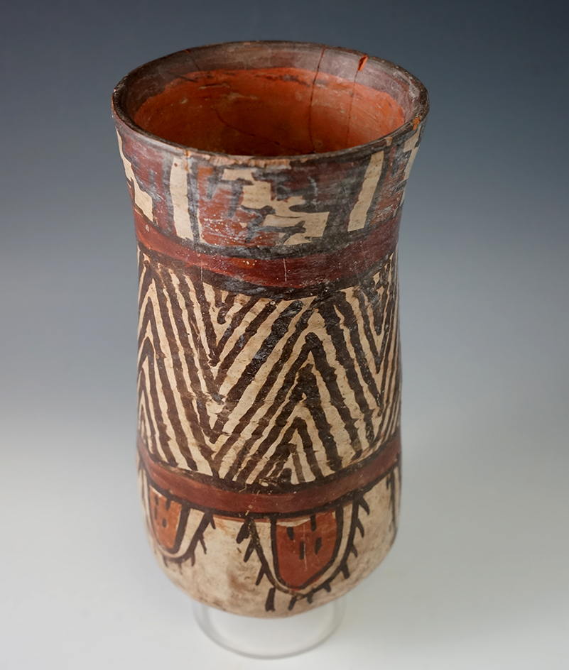 Nicely painted 7 3/4" Tall Pre-Columbian Pottery Vessel found in Peru.