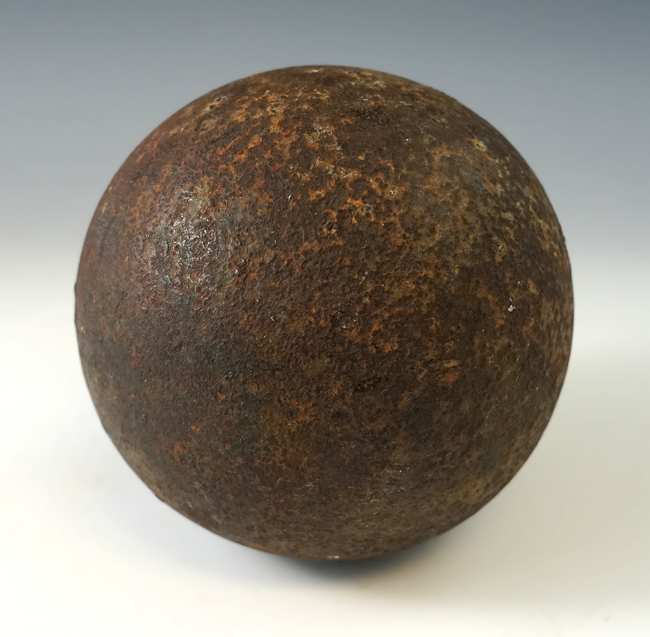 Very heavy! 3 5/8" Diameter Cannonball found in Michigan. From the collection of David L. Root.