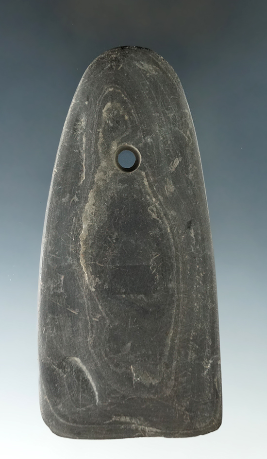 4 5/16" Slate Pendant that is well patinated, found in Ashland Co. Ohio.