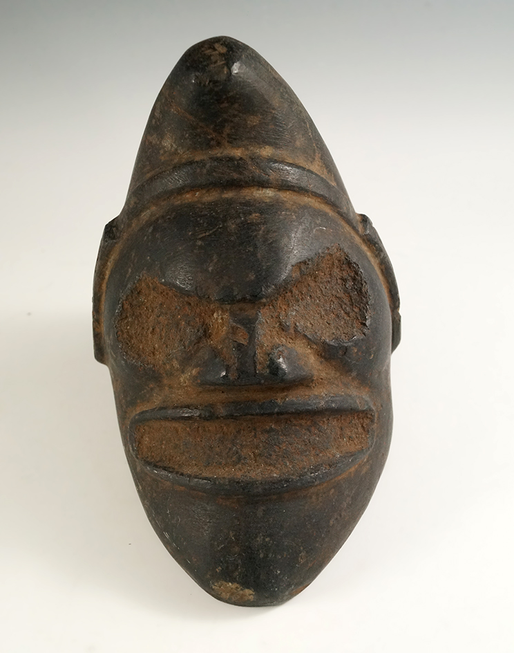Large 6 3/4" wide by 6" tall Taino three-pointer found in Hispaniola. Circa 1200-1500 A. D.