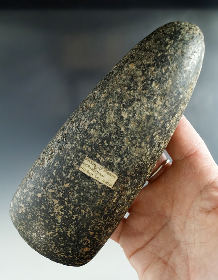 Nice! 6 1/8" Well polished and nicely styled Hardstone Celt found near Wakeman, Huron Co. Ohio.