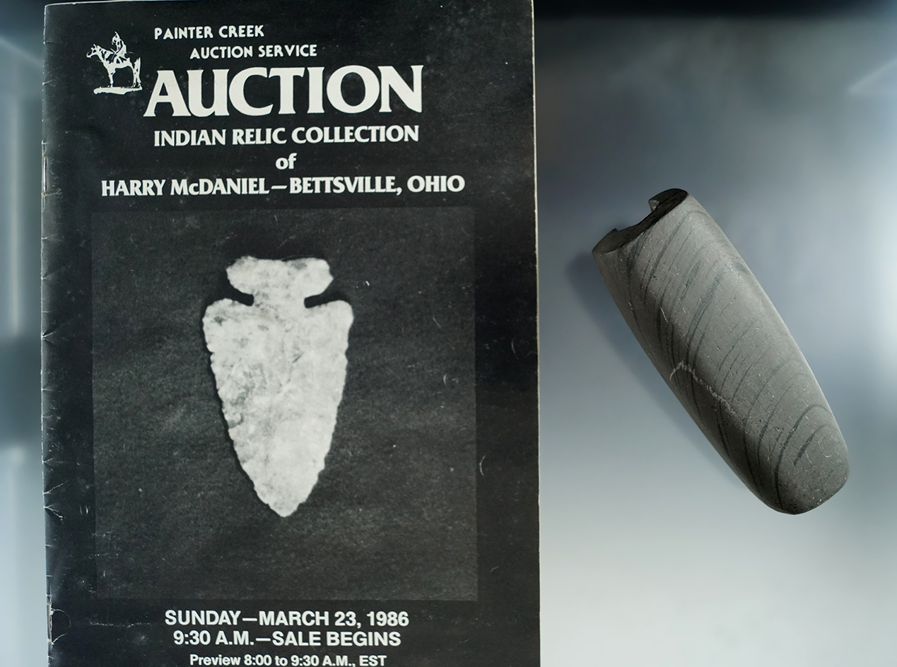 3 3/4" Tube Bannerstone found in Ohio that is pictured in the Painter Creek auction catalog.