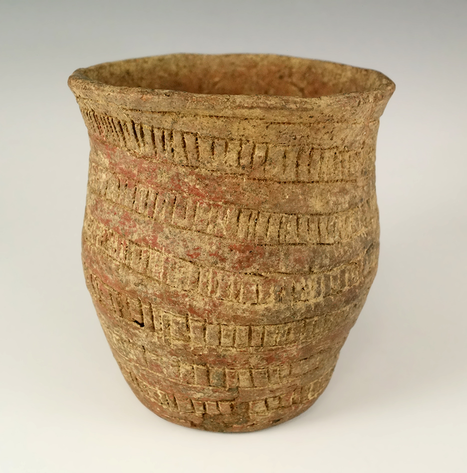 Excellent style and decoration on this 4 5/16" tall pre-Columbian jar found in Meso-America.