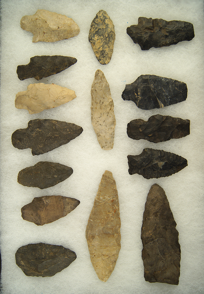 Group of 15 Arrowheads found by the Kurtz Family on their farm near Tiro, Crawford Co., Ohio.