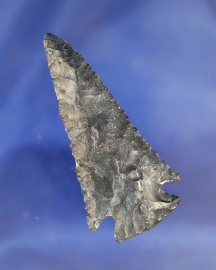 2 7/16" Kirk Serrated found in Delaware Co., Ohio and made from Coshocton Flint.