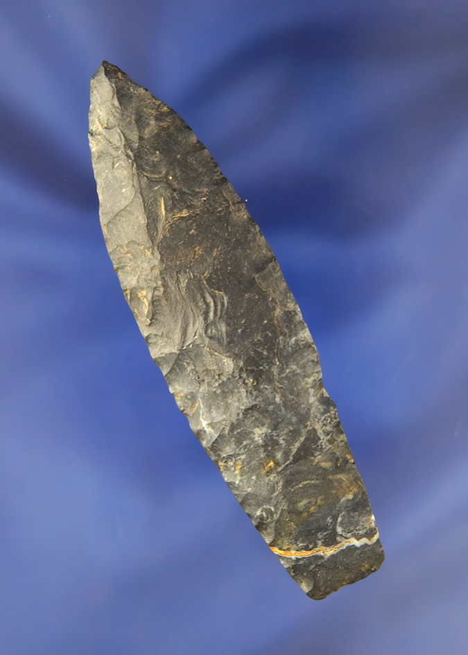 Well styled and nicely flaked 3 9/16" Coshocton Flint Paleo Lanceolate  found in Ohio.