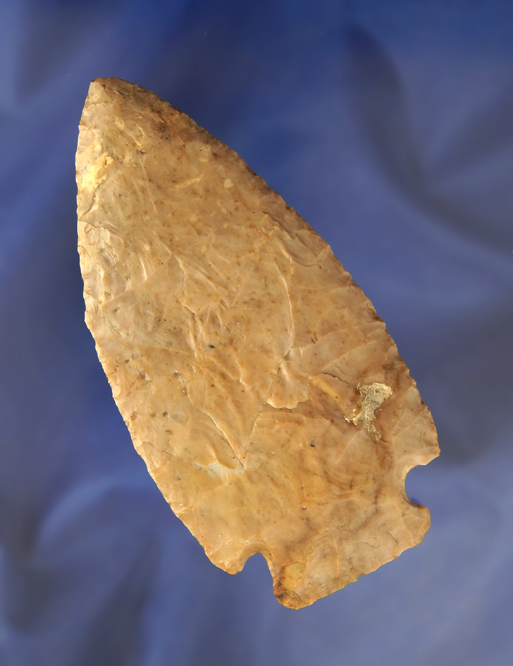 4 5/8" Highly Patinated Pink Flint Ridge Hopewell Spear.  Found in Richland Co., Ohio.  Ex. Hooks.