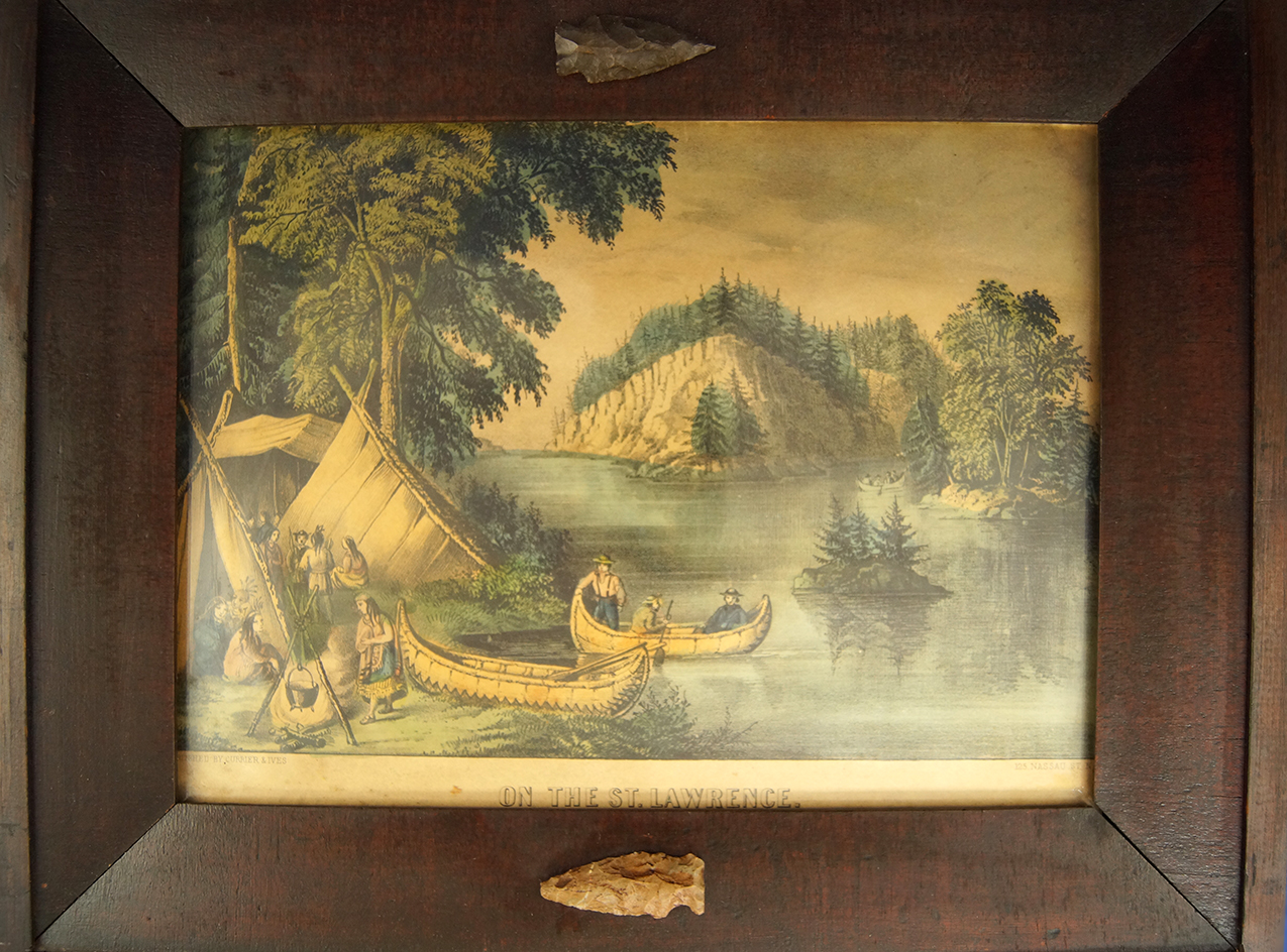 Vintage framed Currier and Ives print "on the St. Lawrence".