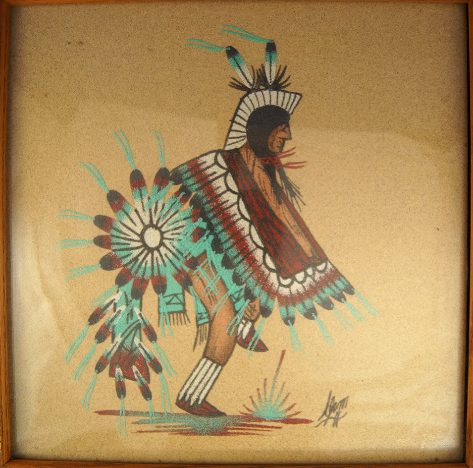 Beautifully crafted 12" x 12" framed sand painting.