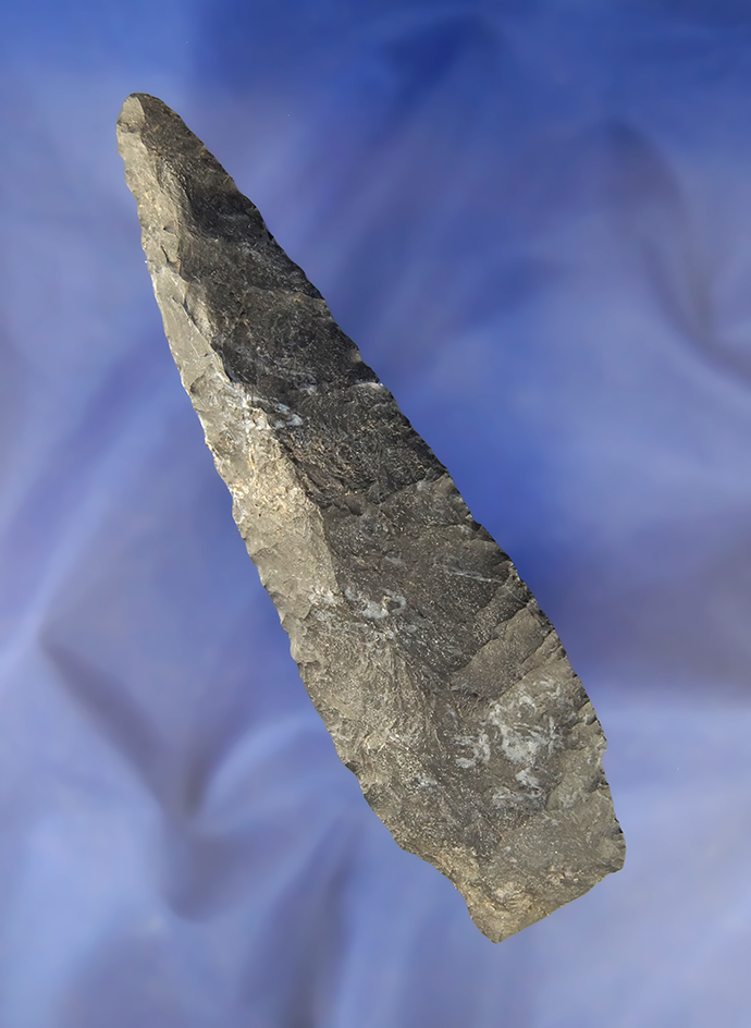 5 11/16" Early Adena Knife made form Coshocton Flint and found in Darke Co., Ohio.  Bennett COA.