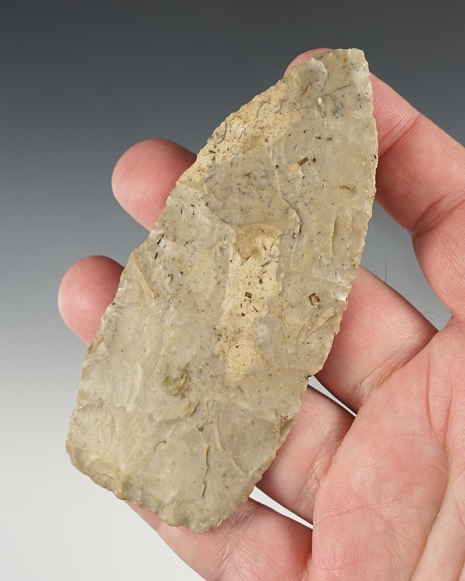 Well made 4 1/4" Blade found in Holmes Co., Ohio. Ex. Chris Balaz collection.