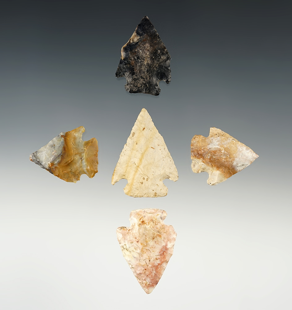 Set of 5 nicely made Ohio Pentagonal points. The largest is 1 5/8".