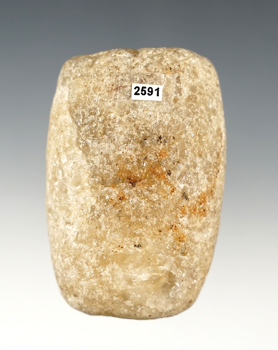 2 1/2" long Bannerstone Preform - Quartz. Randolph Co., Illinois. Ex. Ritter. Dickey COA.