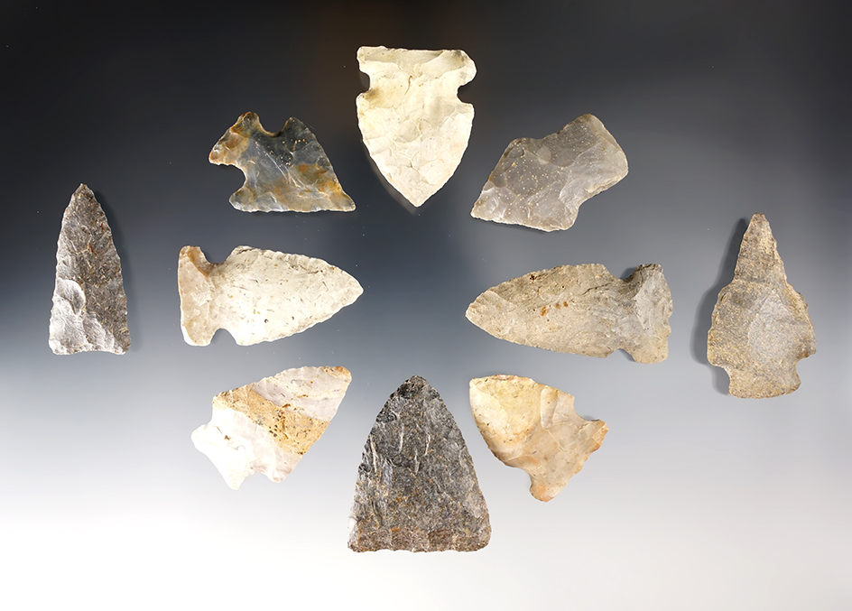 Set of 10 nice Indiana points. The largest is 2".