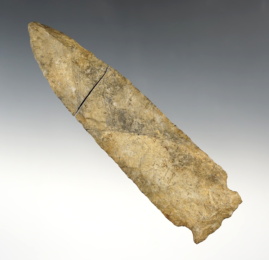 Huge 6 3/8" Ohio Meadowood that is broken at the midsection. Bennett COA.