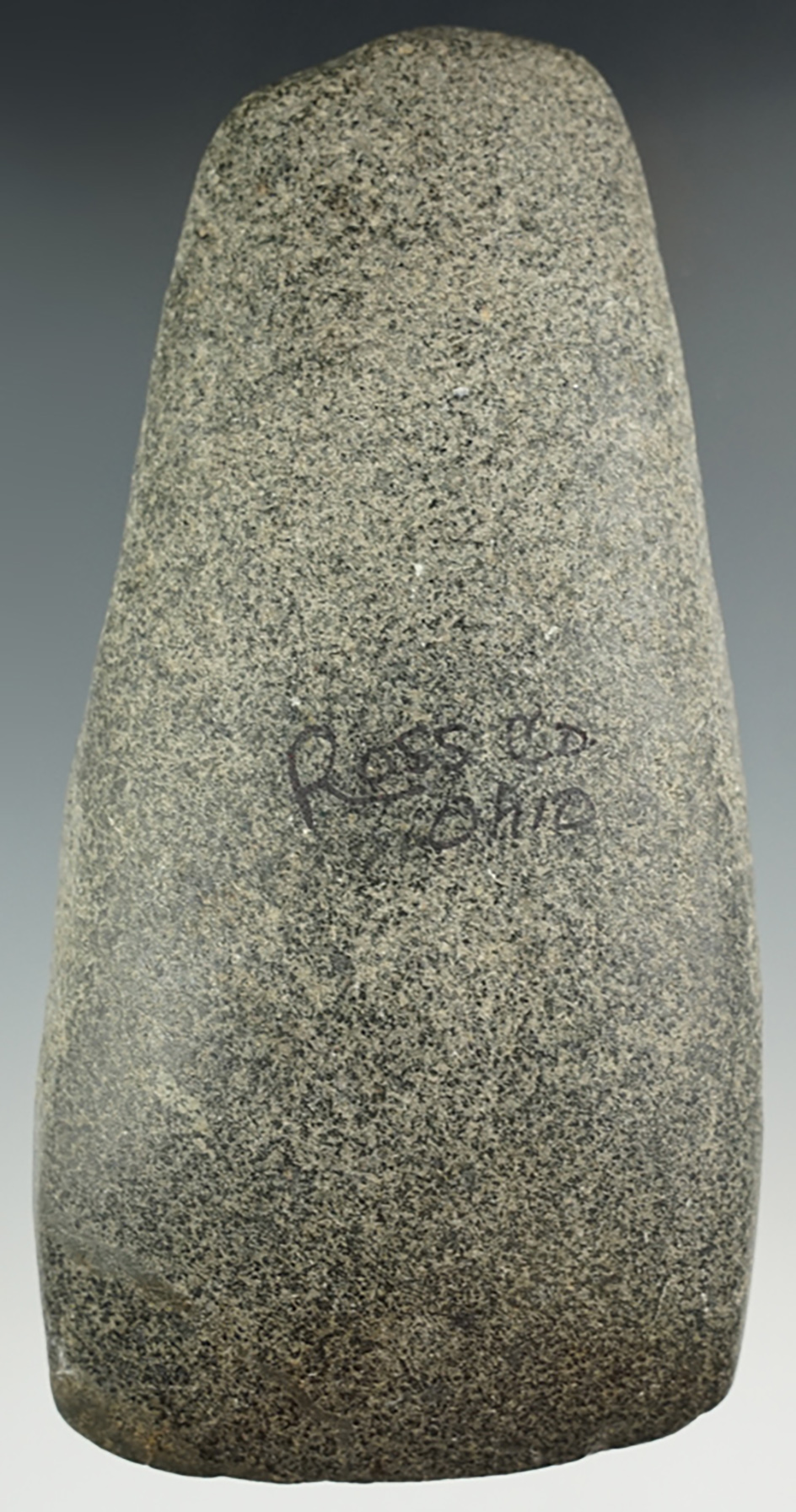 5 7/8" Hardstone Celt with heavy use polish to bit area found in Ross Co., Ohio.