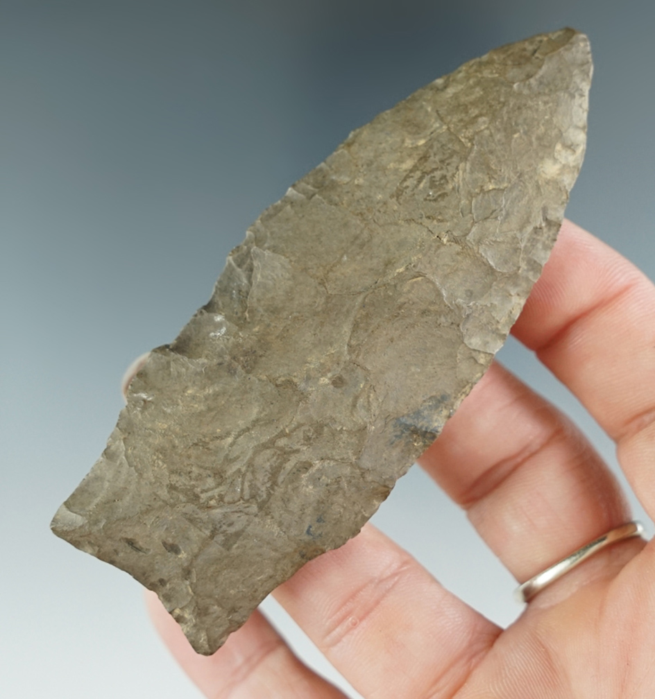 3 5/8" Stemmed Lanceolate with nice flaking found in Barron Co., Kentucky.