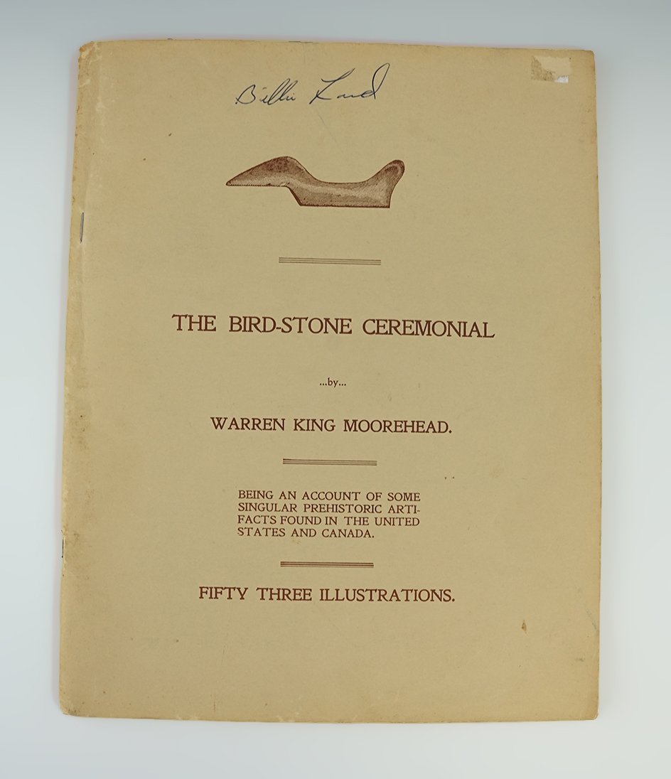 Softcover booklet reprint of "The Birdstone Ceremonial"by Warren K. Moorehead in nice condition.