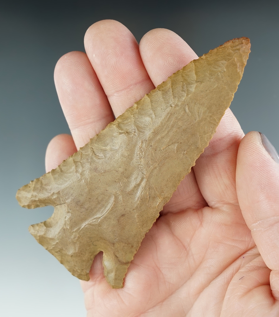 4" Lost Lake made from Buffalo River Chert, found in Tennessee. Ex. Clem Caldwell. Rogers COA.