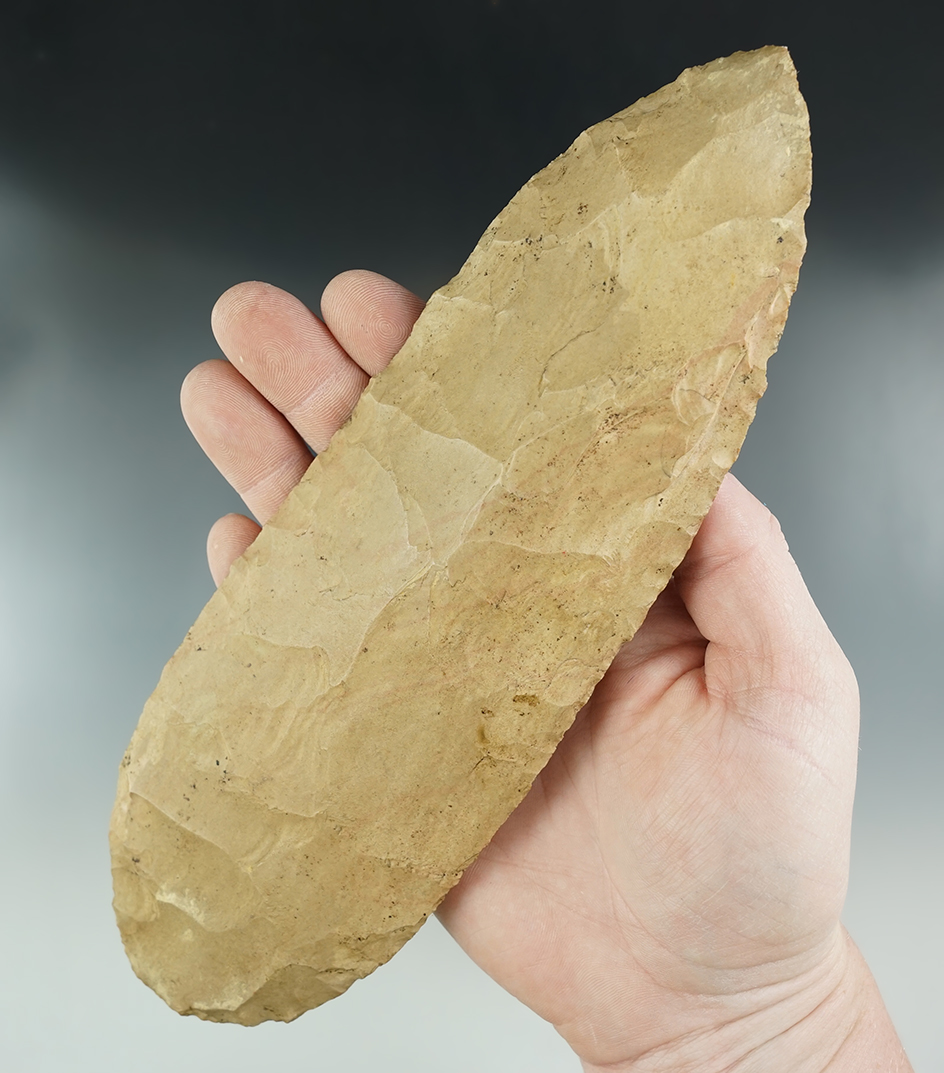 9 1/8" Flint Blade - Buffalo River Chert - Cheatham Co., TN. Ex. Gary Noel, Mark Clark. Bennett COA.