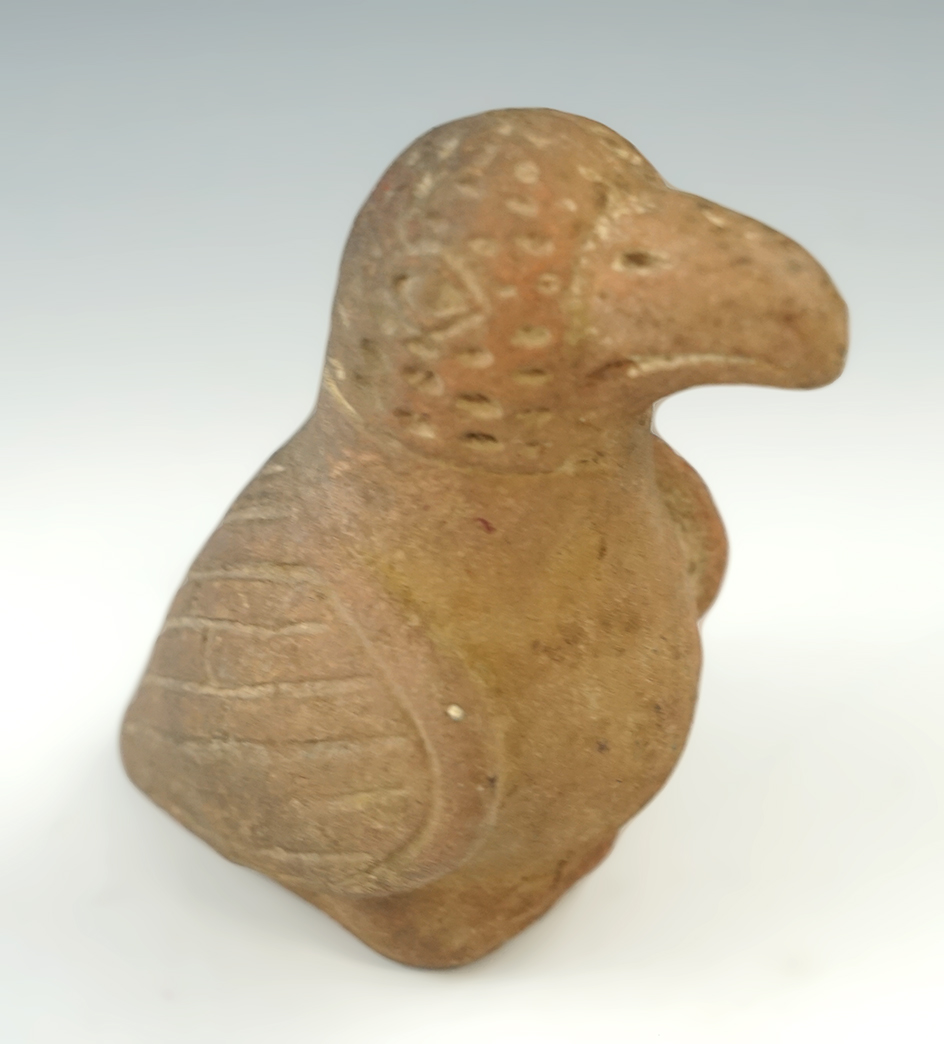 3 1/2" tall Pre-Columbian Avian effigy made from pottery found in Meso-America.