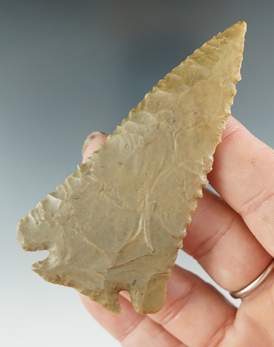 3 5/16" Decatur made from Hornstone, found in Tennessee. Ex. Tom Davis Collection. Partain COA.