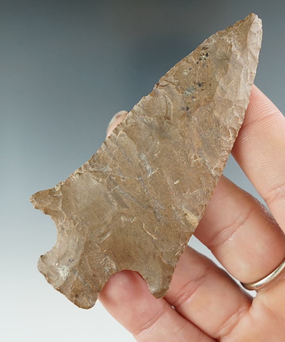 3 7/16" Pickwick made from Dover Chert, found in Western Tennessee. Comes with a Davis COA.