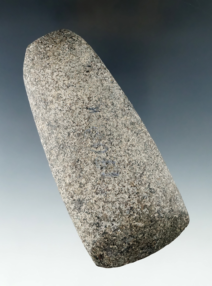 4 5/8" Hardstone Celt found in Ohio. Has faint Wehrle and Hill collection numbers.