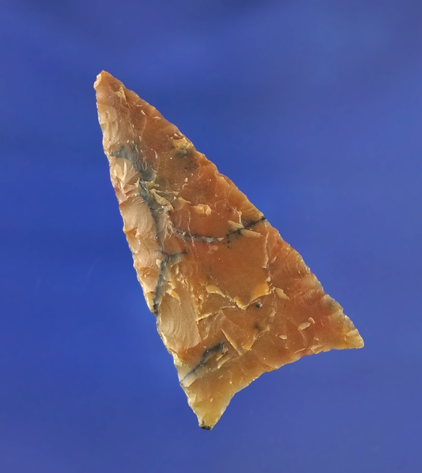 1 11/16" well-crafted triangular arrowhead found in the High Plains region.