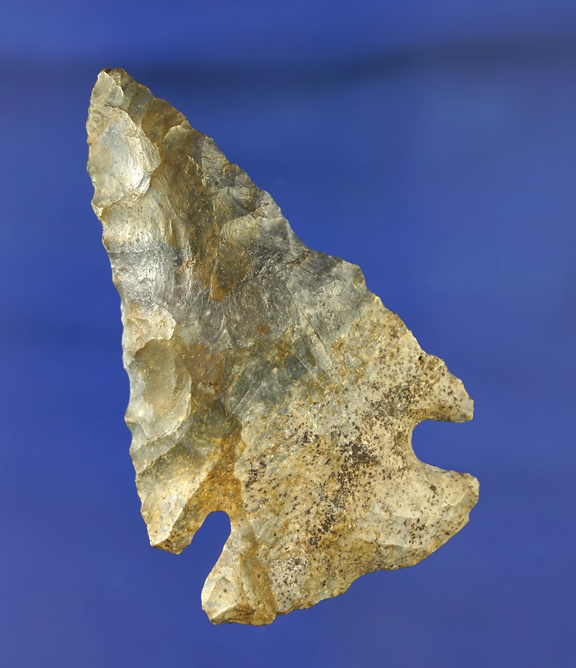 2 9/16" Thebes that is nicely beveled found in Ohio. Made from nicely patinated Coshocton Flint.