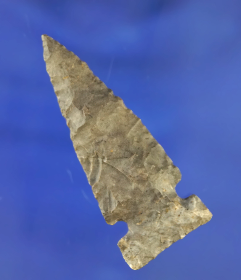 2 1/8" sidenotch Triangle point found in southern Ohio. Comes with a Bennett COA.