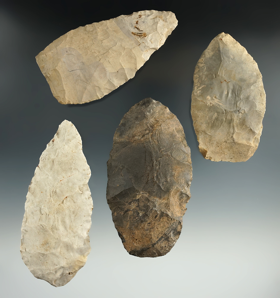 Four large Missouri Blades, largest is 4 5/16".