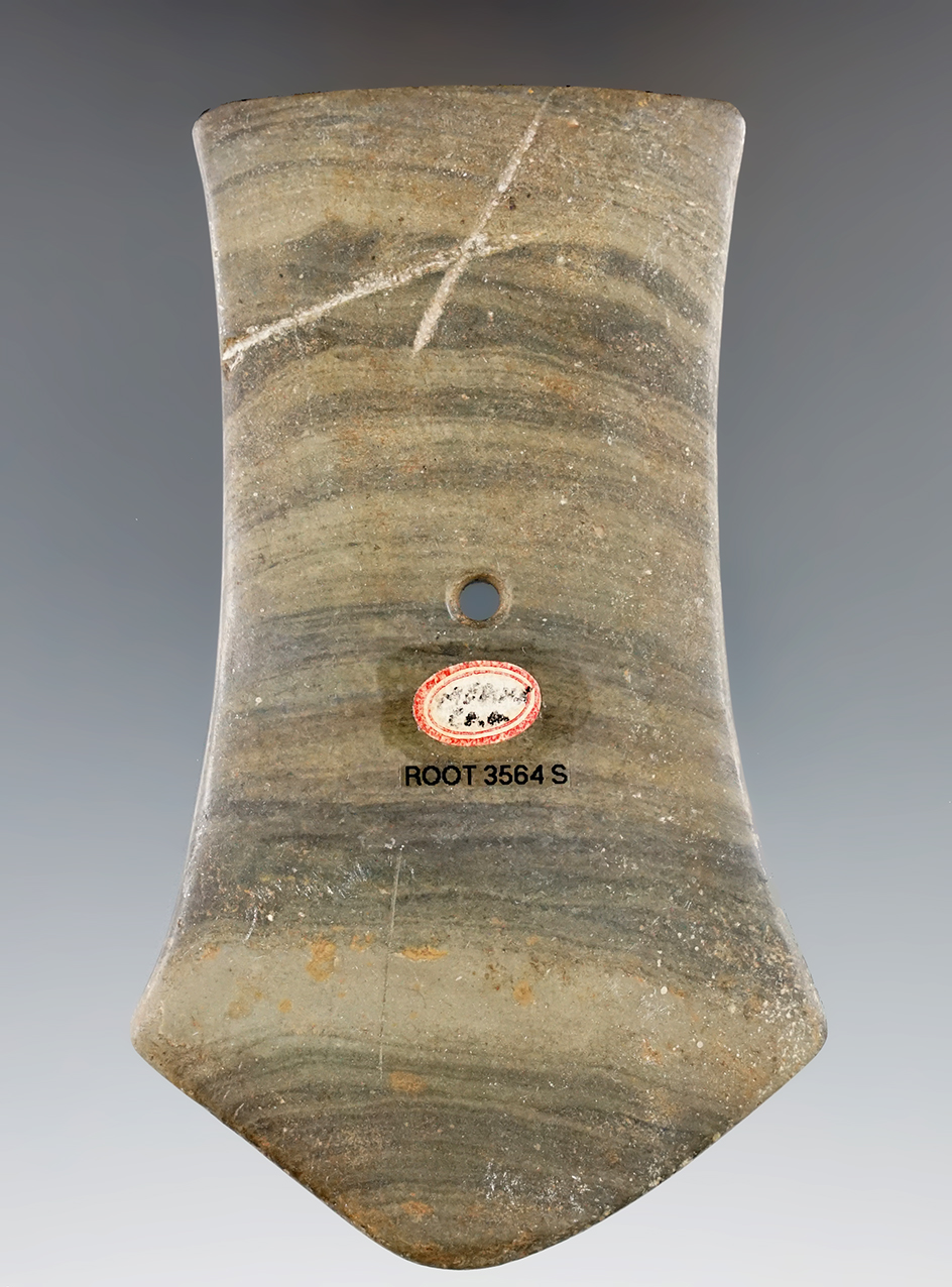 4 3/4" Hopewell Pentagonal Pendant with slight restoration to the top corners.  Medina Co., Ohio.