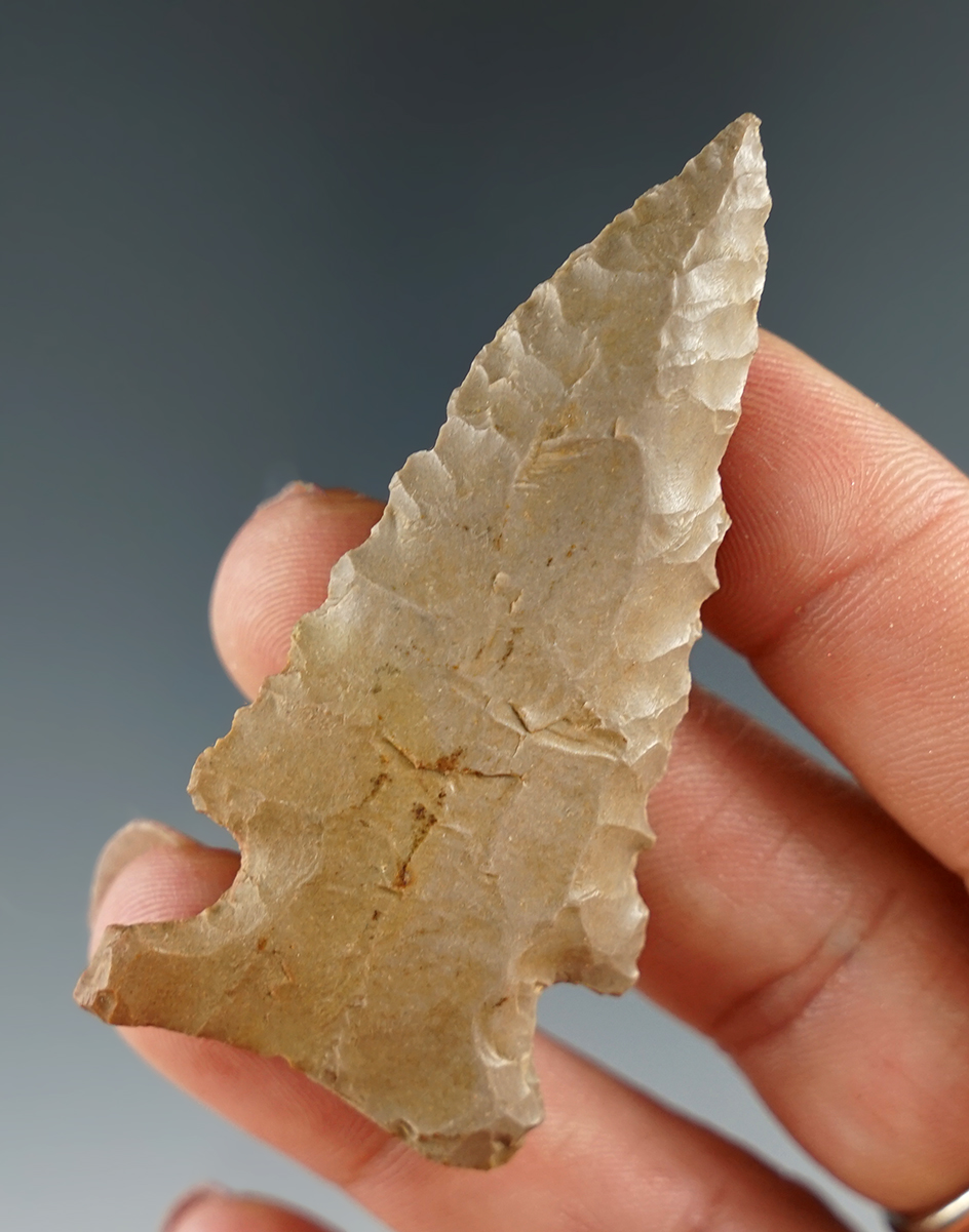 2 1/2" serrated Archaic Sidenotch Knife found in Kentucky.