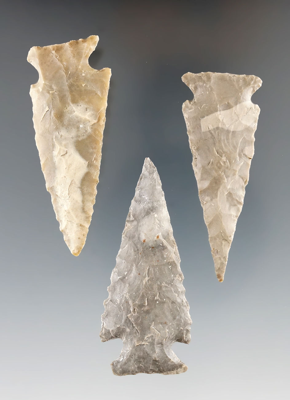 Three Ensor points in very nice condition found in Texas, largest is 2 1/2".