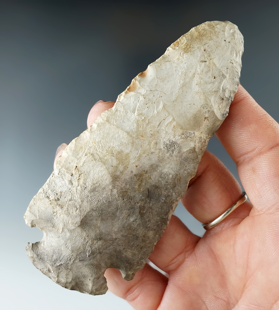 4 1/16" Archaic Cornernotch found in Indiana.