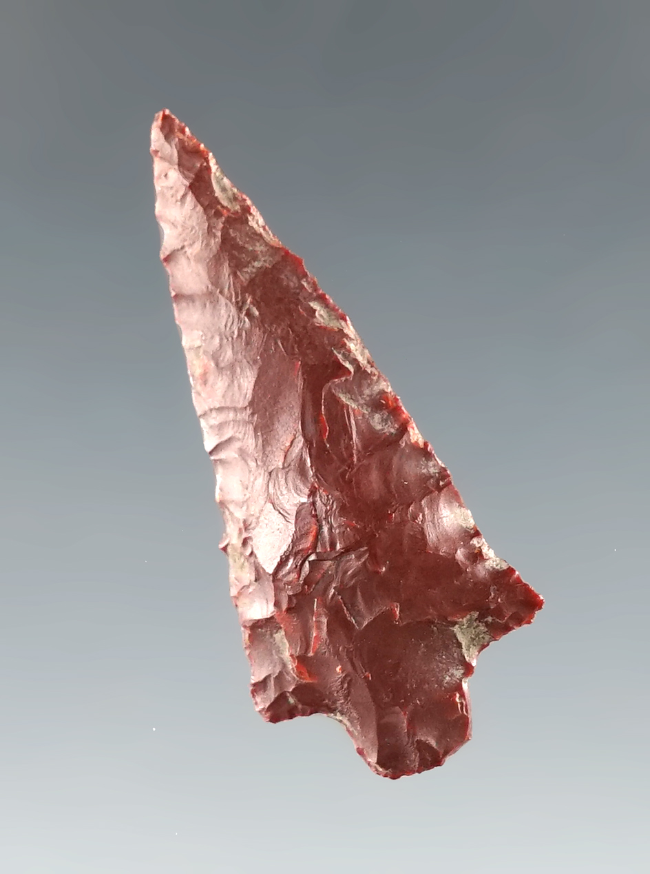 1 3/16" Rabbit Island arrow that is nicely styled from red Jasper found in Klickitat Co., Washington