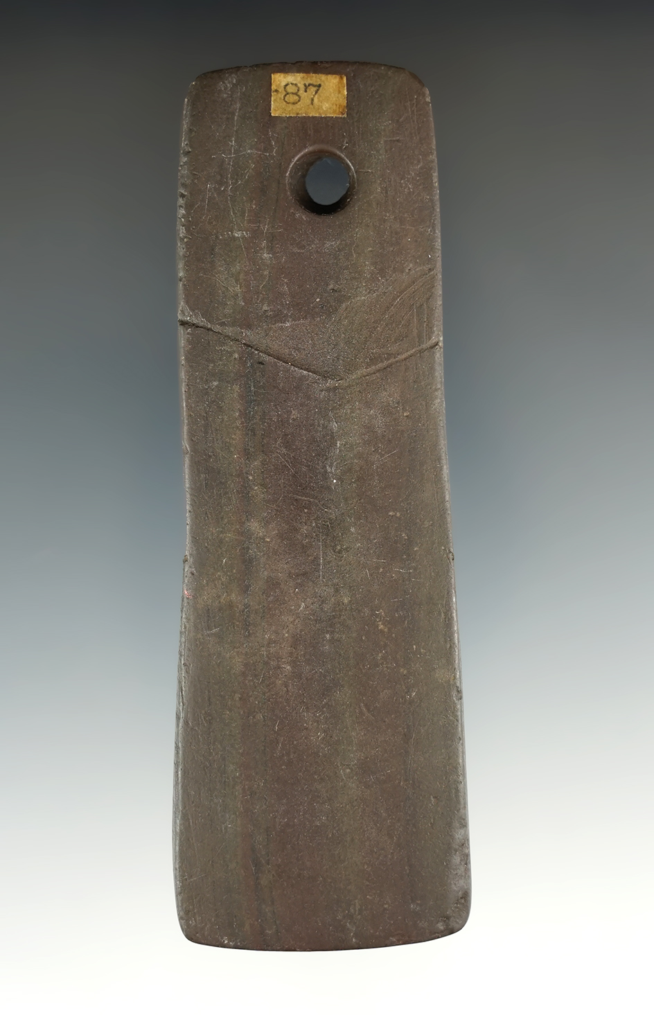 4 3/16" Hopewell Rectangular Pendant made from red and black Banded Slate, Madison Co., OH.