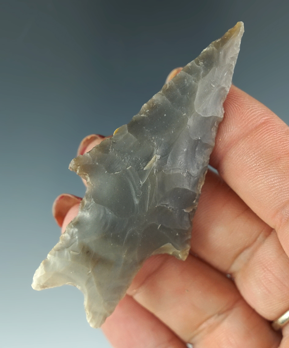 Ex. Museum! Very nice 2 3/4" Pedernales Point made from multi-colored gray Flint - Texas.