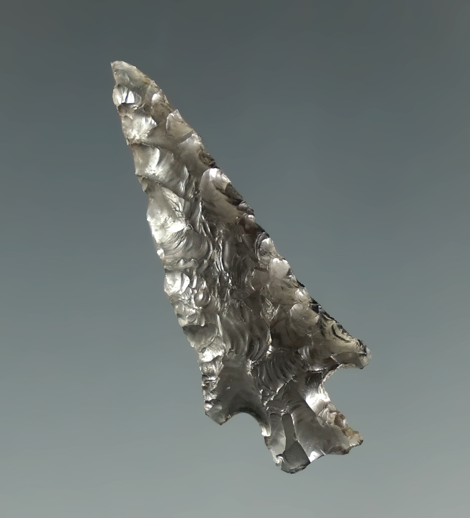 1 1/8" Rose Springs stemmed made from highly translucent Obsidian found in Oregon.