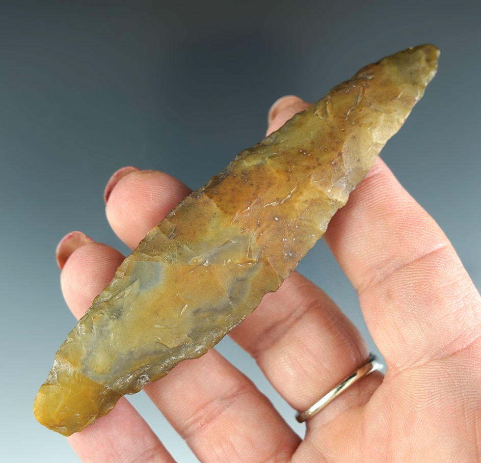 4" Flint Knife made from heavily patinated multi-colored Flint - Lakeview, Oregon.