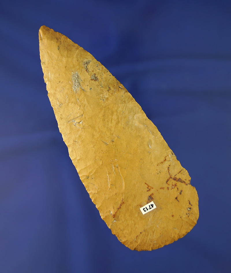 Beautifully patinated and heavily mineralized 5 1/4" Flint Ridge Flint Blade  found in Ohio.