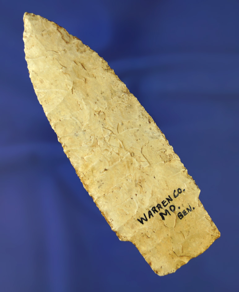 Exceptional! 5" thin and well flaked Scottsbluff found in Warren Co.,  Missouri -  3 COA's.