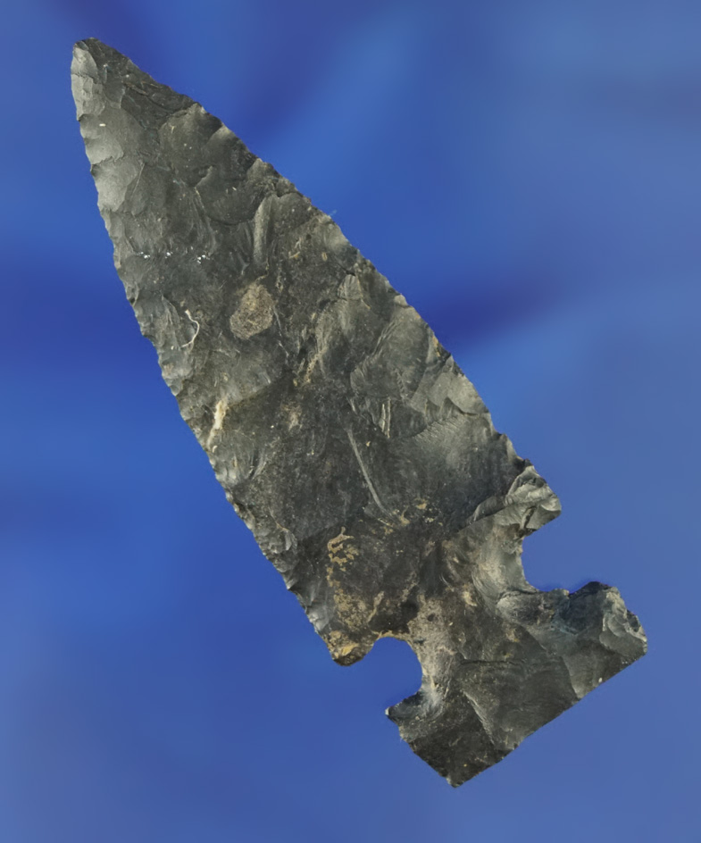 2 9/16" incredibly well made sidenotch Intrusive Mound point found in Knox Co.,  Ohio.