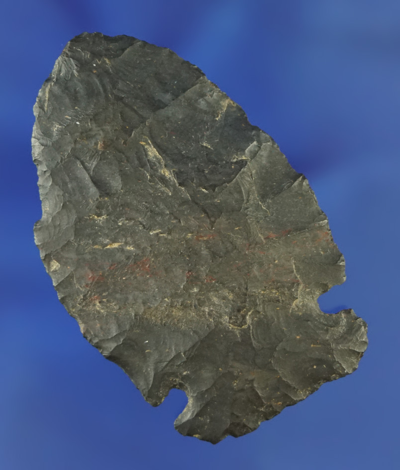 2 1/4" Coshocton Flint Intrusive Mound Sidenotch found in Pickaway Co.,  Ohio.